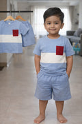 Boys' Casual Two-Piece Summer Set (Light Blue & White)