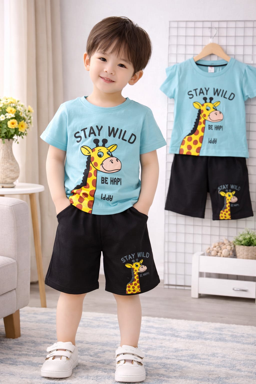 Playful Boys' "Stay Wild" Giraffe Clothing Set