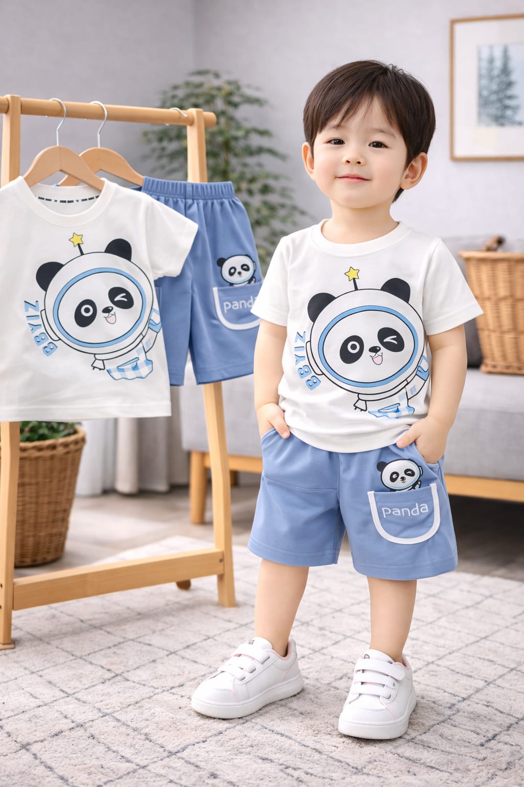 Charming Boys' Astronaut Panda Clothing Set